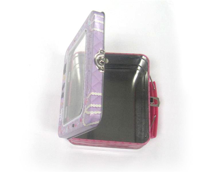 Handle Lunch Tin Box with Clear Window