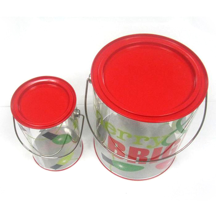 Colorful Tin Bucket with Cover