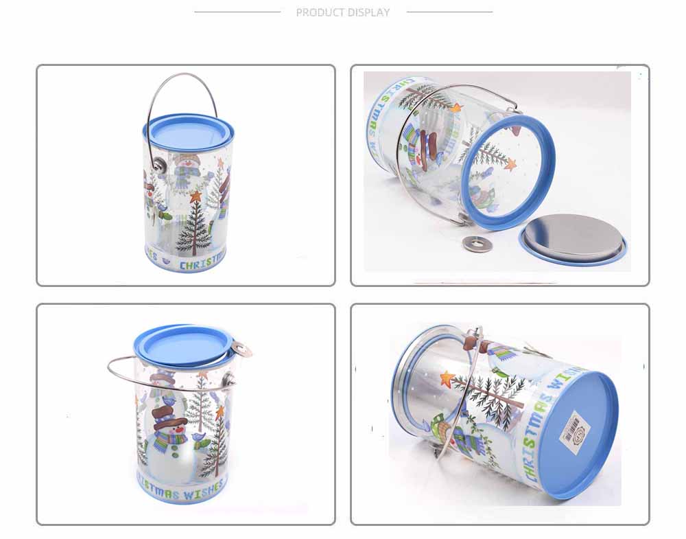 Christmas Round Clear PVC Tin Bucket